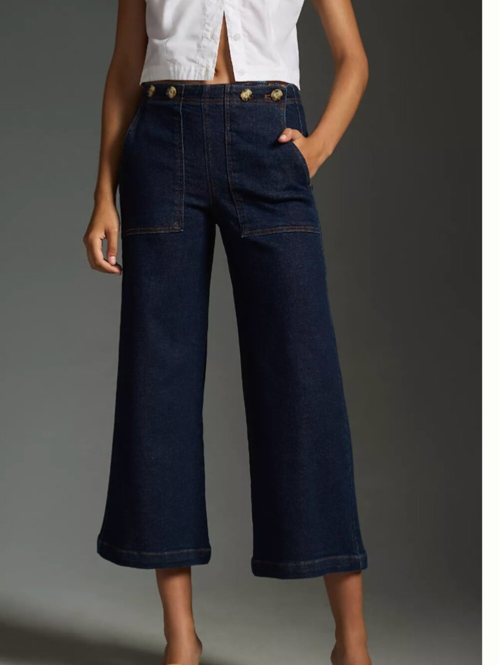 PILCRO Anthropologie The Kit Cropped High-Rise Wide-Leg Utility Trousers size 31